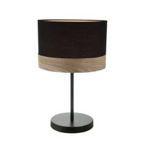 TAMBURA Black Cloth Shade With Blonde Wood Trim Medium Table Lamp - TAMBURA10TL