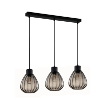 TULIP Wine Glass Ribbed Multiple Bar Base Pendant Lights Black Smoke TULIP2X3S