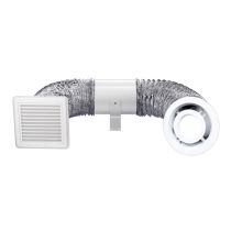 SHOWER LIGHT & EXHAUST KIT - 150mm Inline Exhaust Fan & Ducting Kit with White 10 watt LED Light Fascia VEDLKWH Ventair