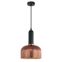 VINTAJ Interior Dome Ribbed Glass Pendant Lights 6 Colours to Choose from CLA Lighting-Copper