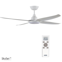 White Ventair Skyfan 56" (1400mm) 4 Blade DC Ceiling Fan with 20W Tri Colour LED Light and Remote - SKY1404WH-L