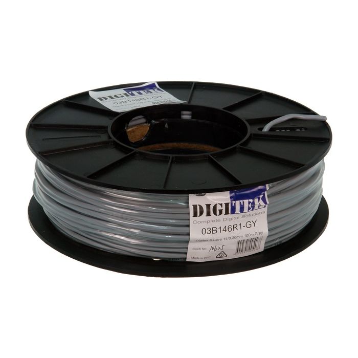 Digitek 6 Core 14/0.20mm Security Cable 100m Reel - Grey