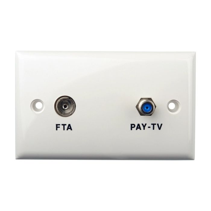 Wallplate Single F Type 3GHz Barrel & Pal Connections