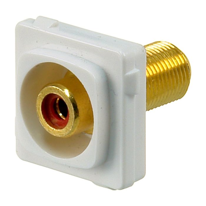 Digitek Recessed White RCA Female to F Female Insert - Red