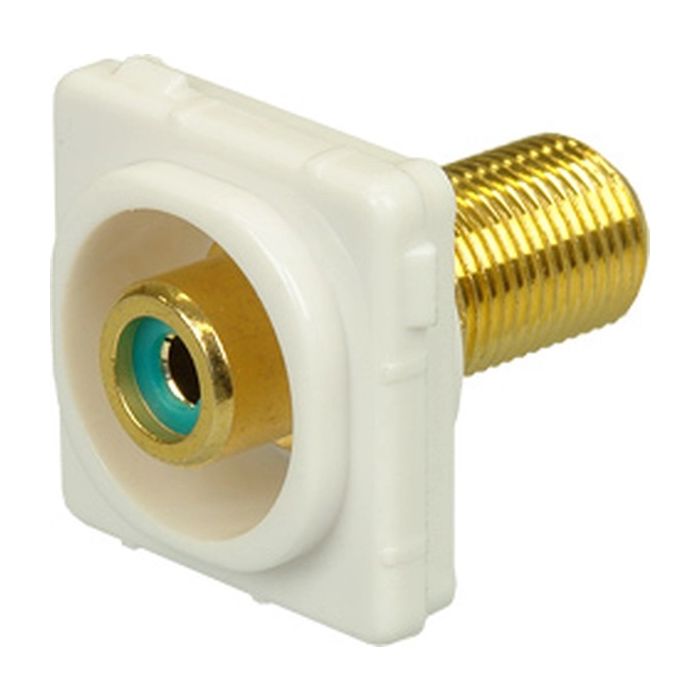 Digitek Recessed White RCA Female to F Female Insert - Green