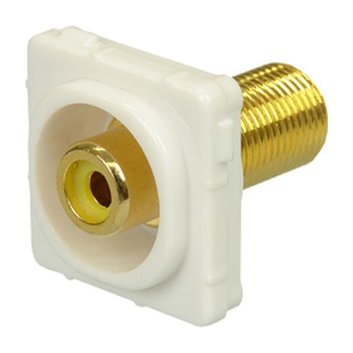 Digitek Recessed White RCA Female to F Female Insert - Yellow