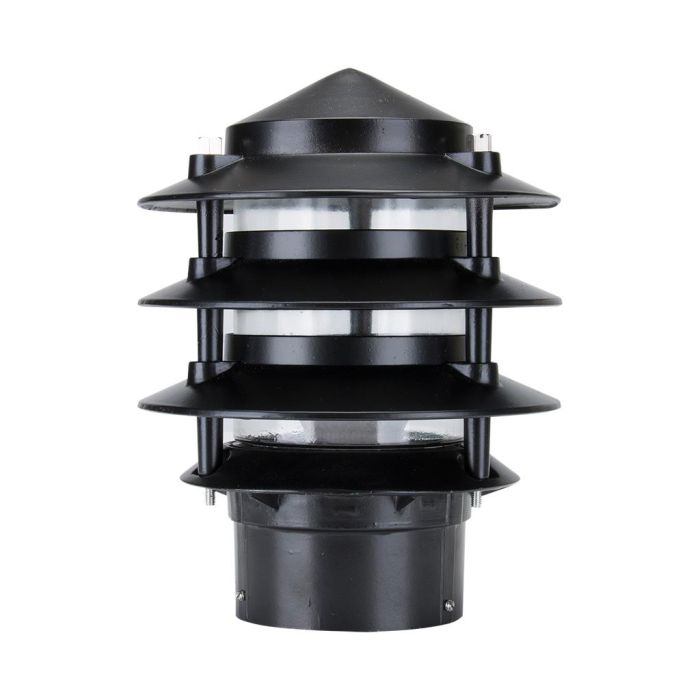 Three Tier Bollard Head Post Top Light Black - 10701