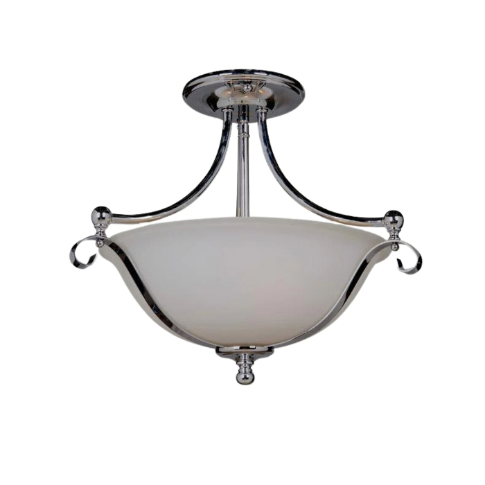 DALLAS 2LIGHT SEMI FLUSH CHROME PENDANT WITH OPAL MATT GLASS 1000134