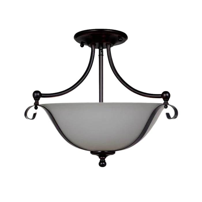 DALLAS 2LIGHT SEMI FLUSH BRONZE PENDANT WITH OPAL MATT GLASS 1000135