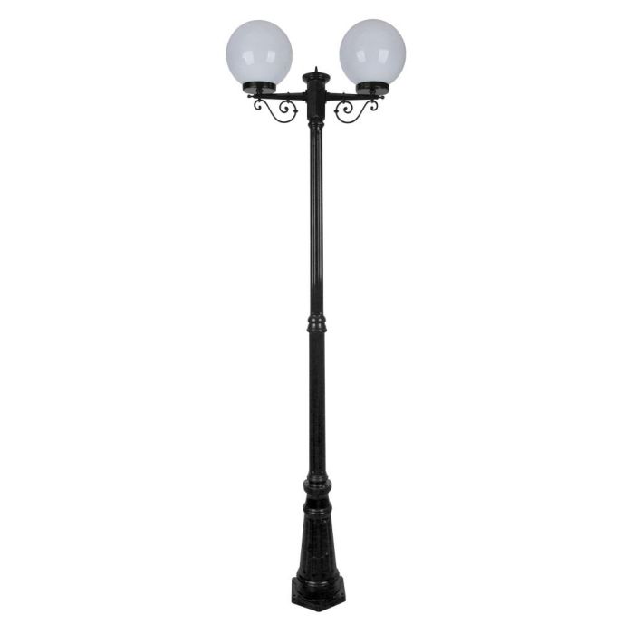 Siena Twin 25cm Spheres Tall Post Light Black - 15615	