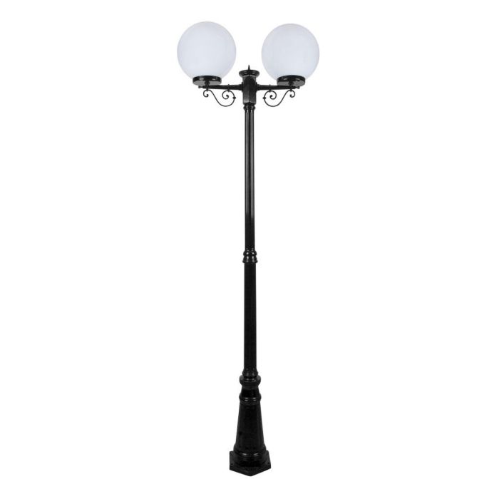 Siena Twin 30cm Spheres Tall Post Light Black - 15621	