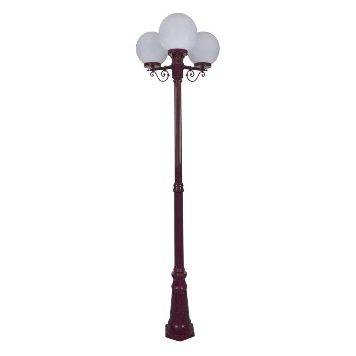 Siena Triple 25cm Spheres Tall Post Light Burgundy - 15628	