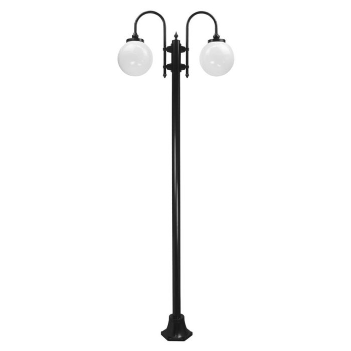 Lisbon Twin Spheres Curved Arms Plain Post Light Black - 15789	