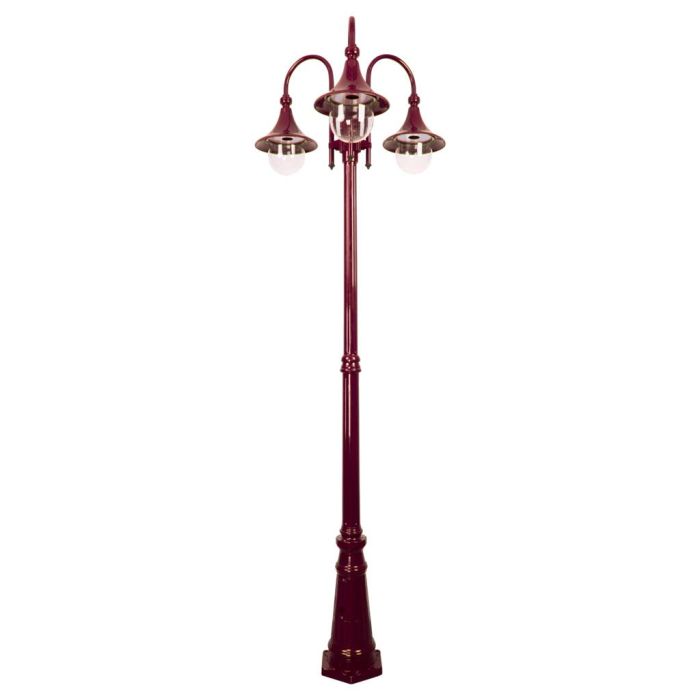 Monaco Triple Head Tall Post Light Burgundy - 15856