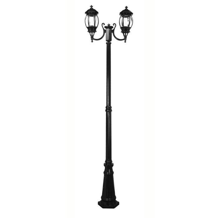 Vienna Twin Head Curved Arms Tall Post Light Black - 15969	