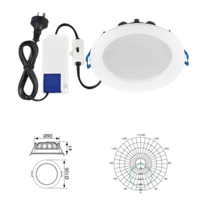 Clasp LED Downlight Recessed Tri-colour, Metal, White - 171001