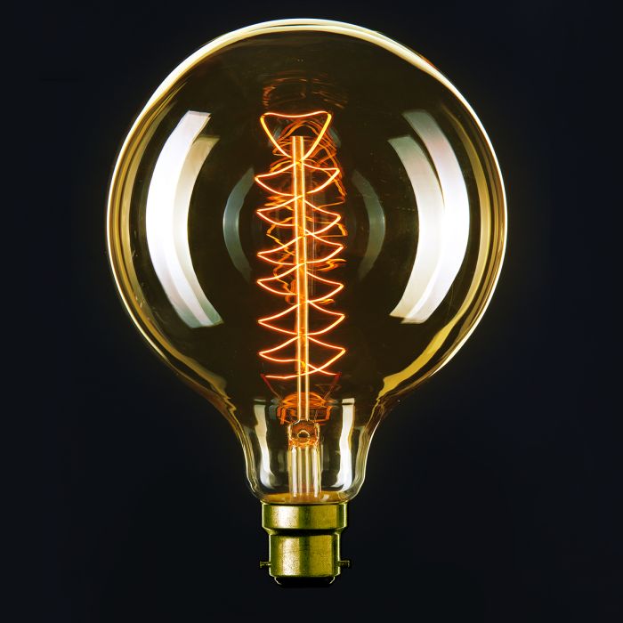 GLOBE ANTIQUE STYLE SPIRAL FILAMENT G125 25W B22 AMBER (19285) BRILLIANT LIGHTING