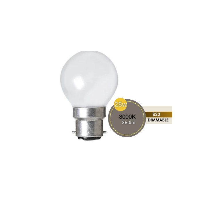 28W Frost Halogen BC Fancy Round Globe - 30203