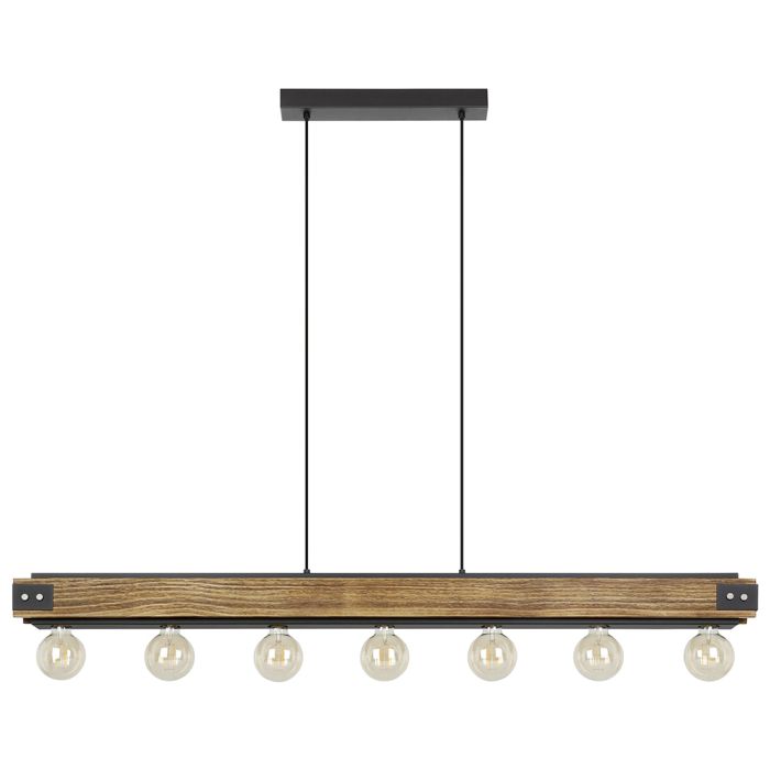 LAYHAM H/L 7X60W E27 BLK/RUSTIC WOOD 205157