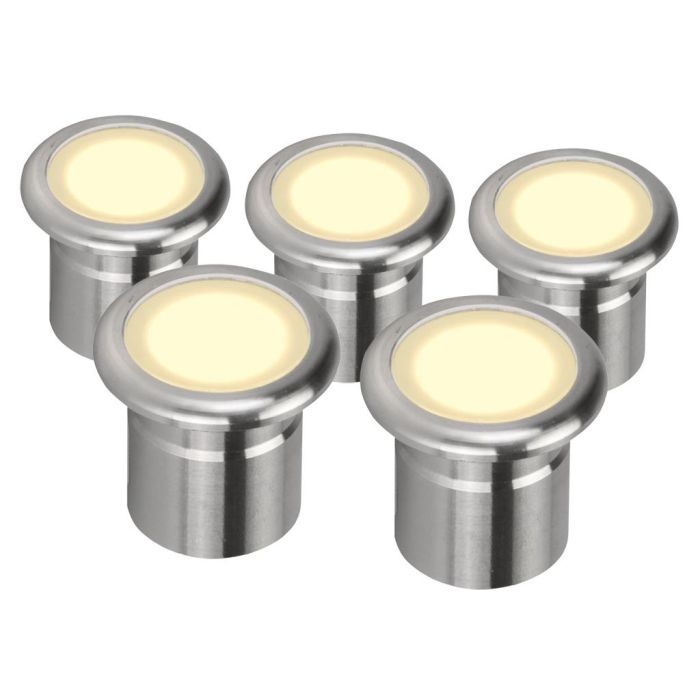 Vivid 3 Watt 12V Five Pack LED Deck Light Stainless Steel / Warm White - 21101