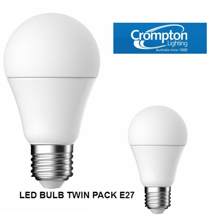 Crompton 6W A60 Shape E27 Base LED Globe - Twin Pack