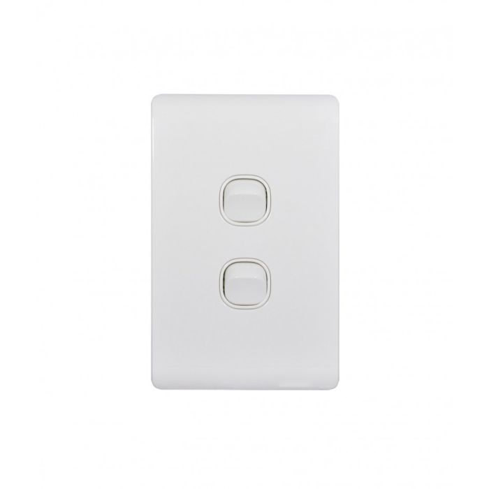 Leopard Switch Vertical 2 Gang 16AX/20A 250V (LESWV2GWHT) White GSM