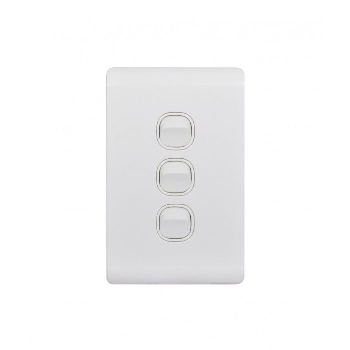 Leopard Switch Vertical 3 Gang 16AX/20A 250V (LESWV3GWHT) White GSM