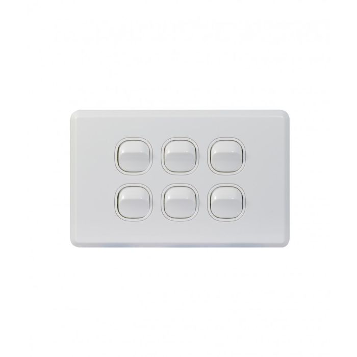 Cheetah Switch Horizontal 6 Gang 16AX/20A 250V (CHSW6G) GSM