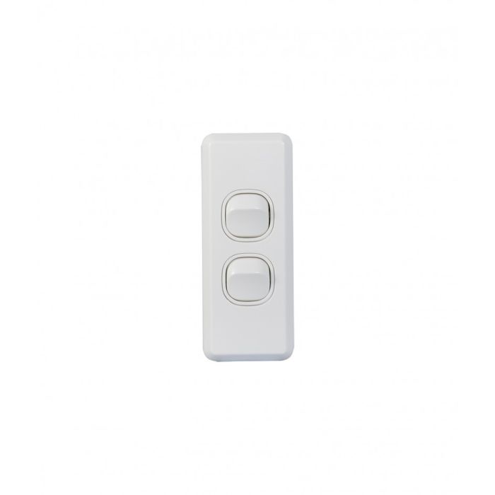 Cheetah Switch Vertical Architrave 2 Gang 16AX/20A 250V (CHSWVA2G) GSM