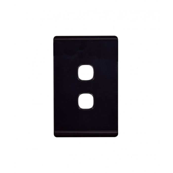 Leopard Switch Plate Vertical 2 Gang (LESWPV2GBLK) Black GSM