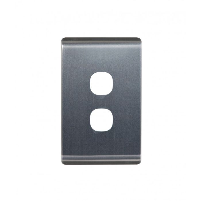 Leopard Switch Plate Vertical 2 Gang (LESWPV2GBA) Brushed Aluminium GSM