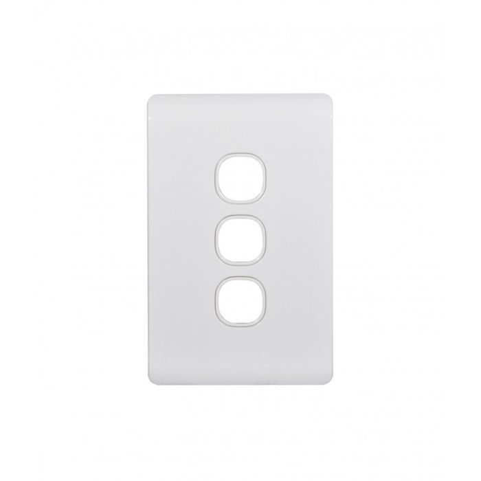 Leopard Switch Plate Vertical 3 Gang (LESWPV3GWHT) White GSM