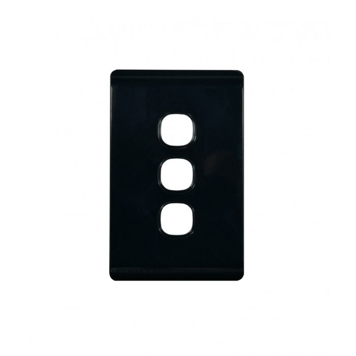 Leopard Switch Plate Vertical 3 Gang (LESWPV3GBLK) Black GSM