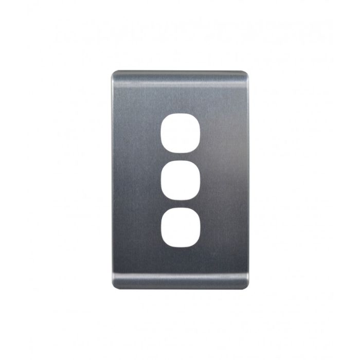 Leopard Switch Plate Vertical 3 Gang (LESWPV3GBA) Brushed Aluminium GSM