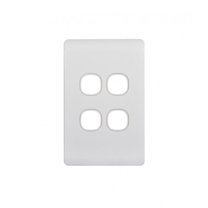 Leopard Switch Plate Vertical 4 Gang (LESWPV4GWHT) White GSM