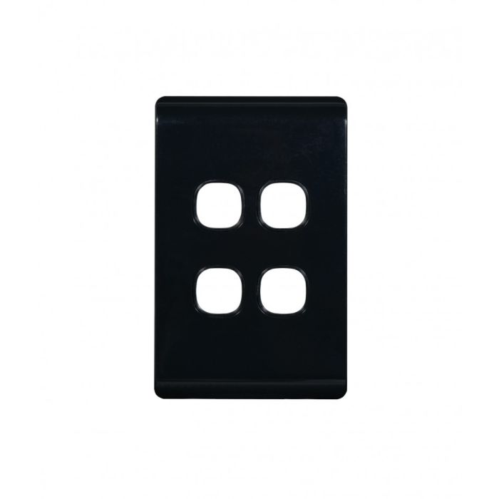 Leopard Switch Plate Vertical 4 Gang (LESWPV4GBLK) Black GSM