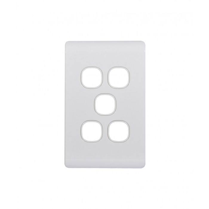 Leopard Switch Plate Vertical 5 Gang (LESWPV5GWHT) White GSM