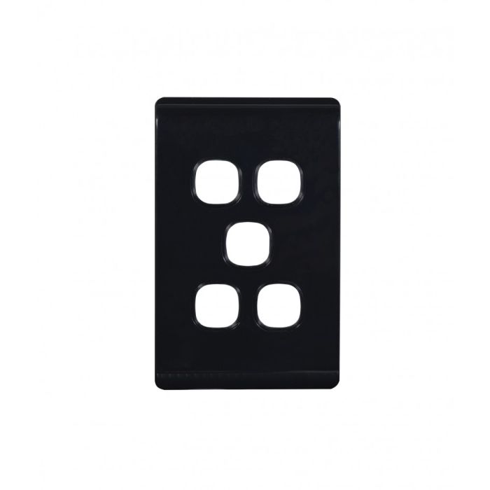 Leopard Switch Plate Vertical 5 Gang (LESWPV5GBLK) Black GSM