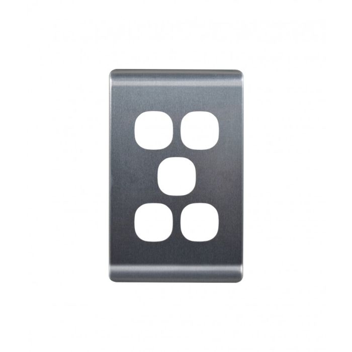 Leopard Switch Plate Vertical 5 Gang (LESWPV5GBA) Brushed Aluminium GSM