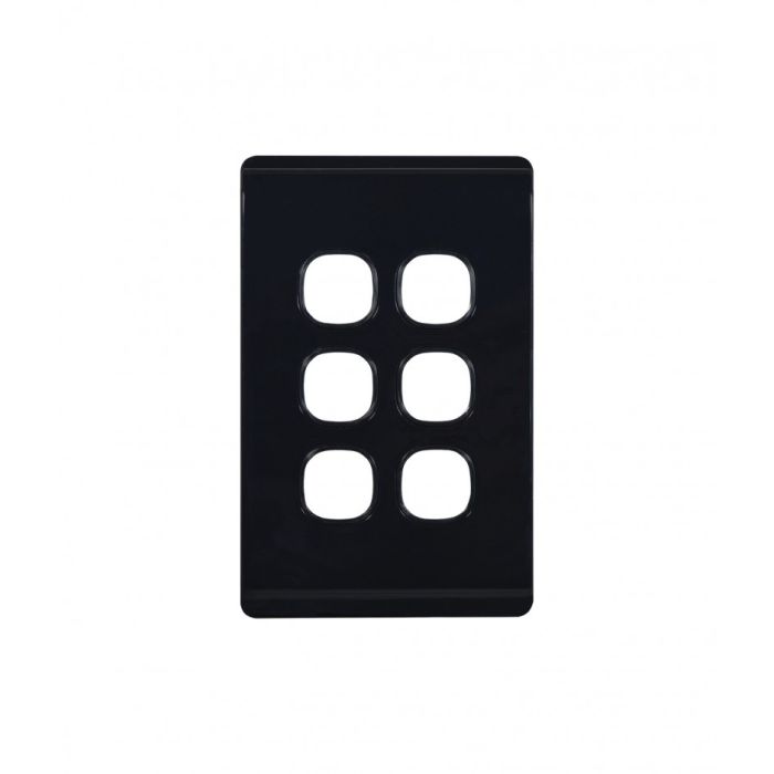 Leopard Switch Plate Vertical 6 Gang (LESWPV6GBLK) Black GSM