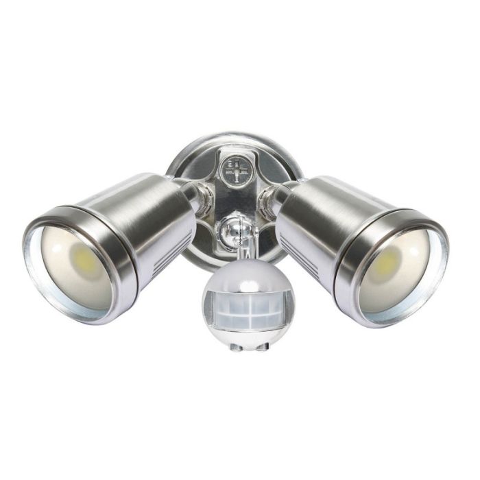 HUNTER-III 2 LIGHT LED FLOODLIGHT WITH SENSOR (19245/13)SATIN NICKEL BRILLIANT LIGHTING