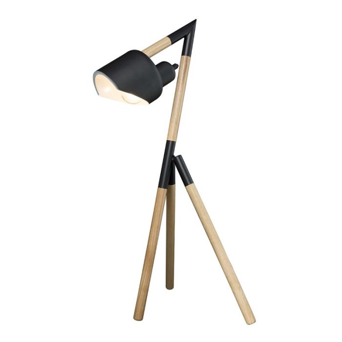 KYOTO TRIPOD TIMBER & METAL TABLE LAMP (18991/06)NATURAL/BLACK BRILLIANT LIGHTING