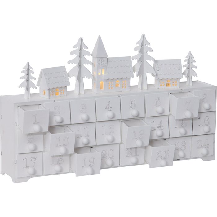 XMAS YULETIDE ADVENT CALENDAR WHITE 410389