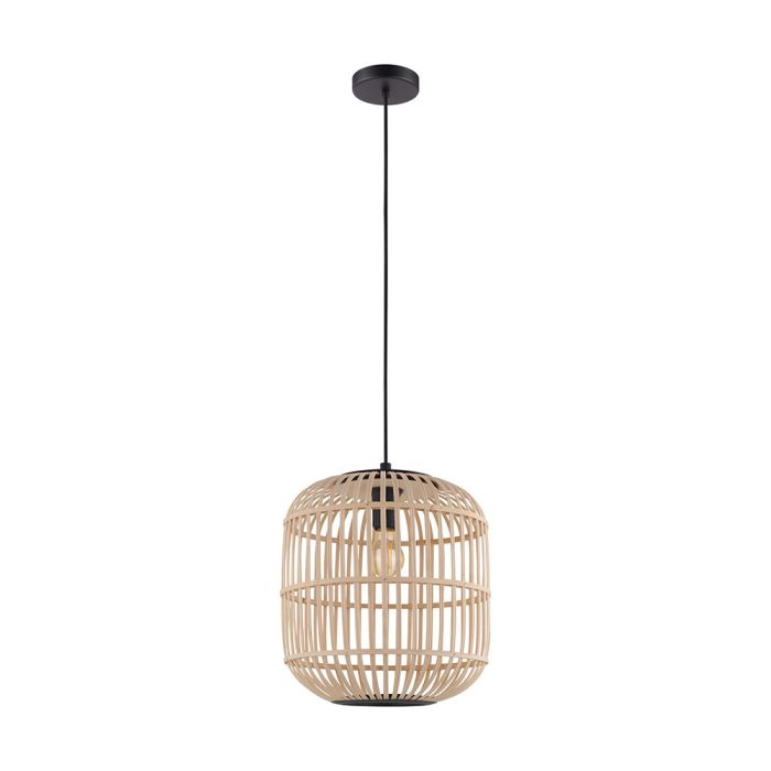 BORDESLEY PENDANT LIGHT 1X28W E27 BLACK/LIGHT WOOD 350MM 43216N