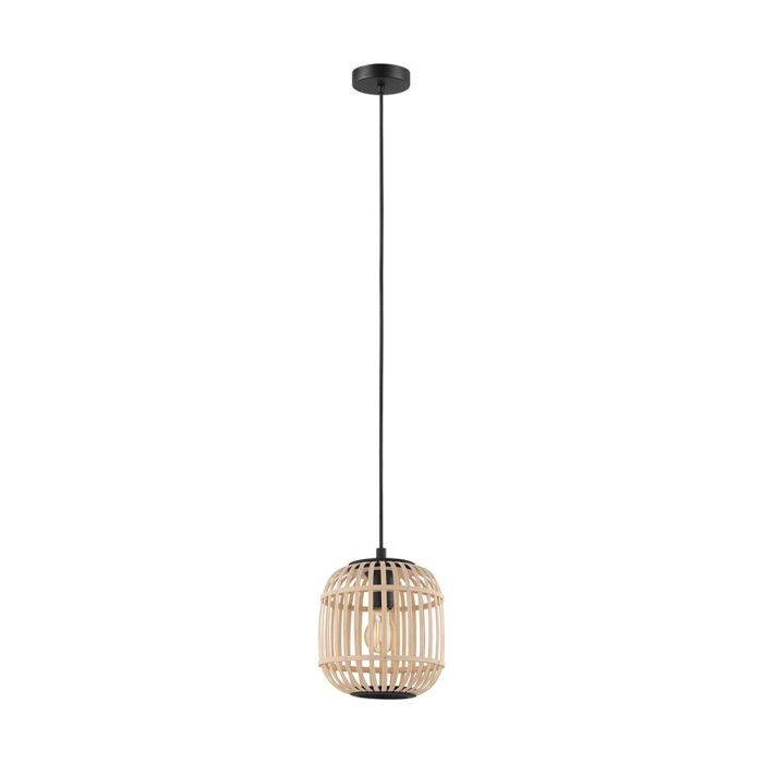 BORDESLEY PENDANT LIGHT 1X28W E27 BLACK/LIGHT WOOD 210MM 43231N