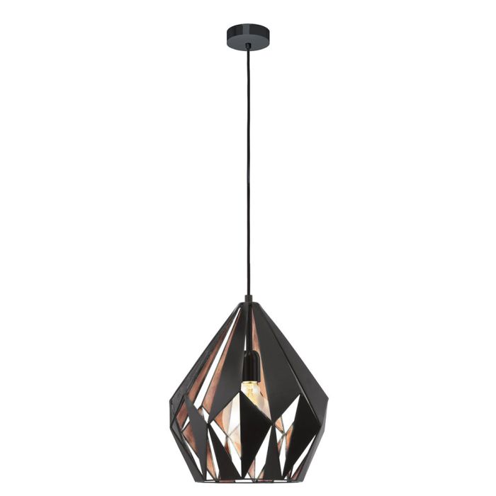 Carlton 1 Single Small Pendant Black / Copper - 49997