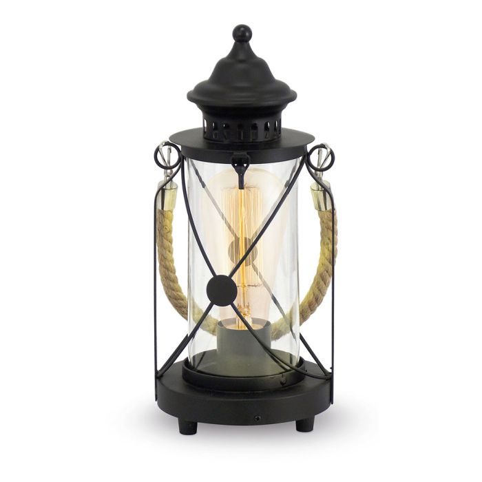 Bradford Vintage Hurricane Style Table Lamp 60W E27 Black - 49283N