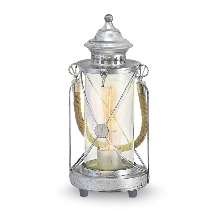 Bradford Vintage Hurricane Style Table Lamp Antique Silver - 49284