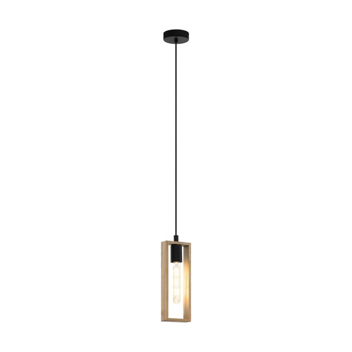 Littleton 1 Light Pendant Black / Wood 49473N