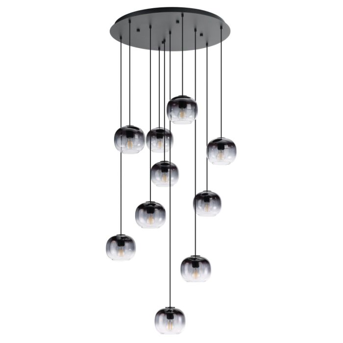 Oilella 10 Light E27 40W Pendant Black 205649N